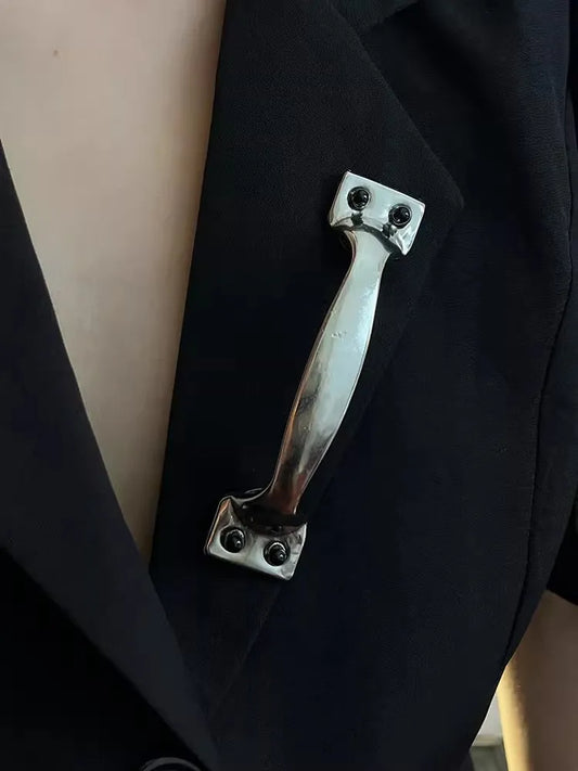Metal Door Handle Brooch