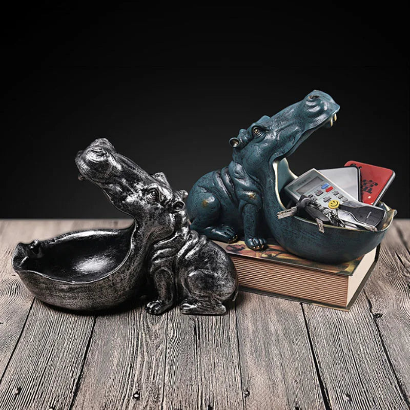 Hippo Resin Sculpture & Key Holder/ Ashtray