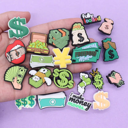 Money Dollar Sign Shoe Charms Set (21pcs)