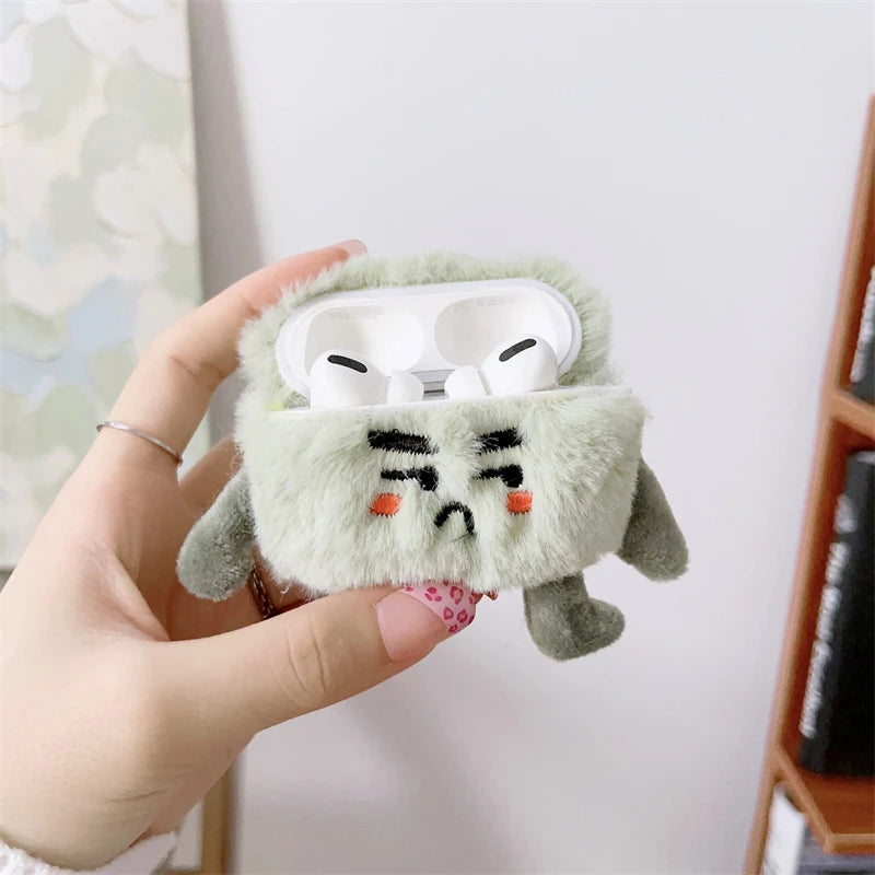 Cute Cartoon Fur Earphone Case