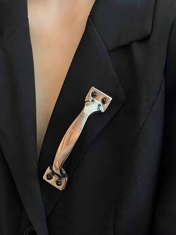 Metal Door Handle Brooch
