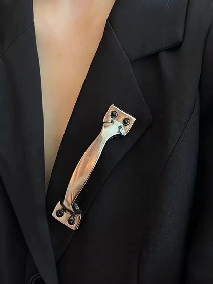 Metal Door Handle Brooch