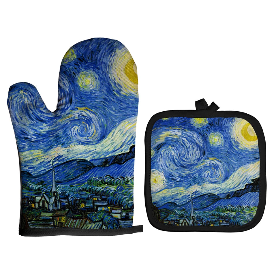Van Gogh Style Oven Mitts