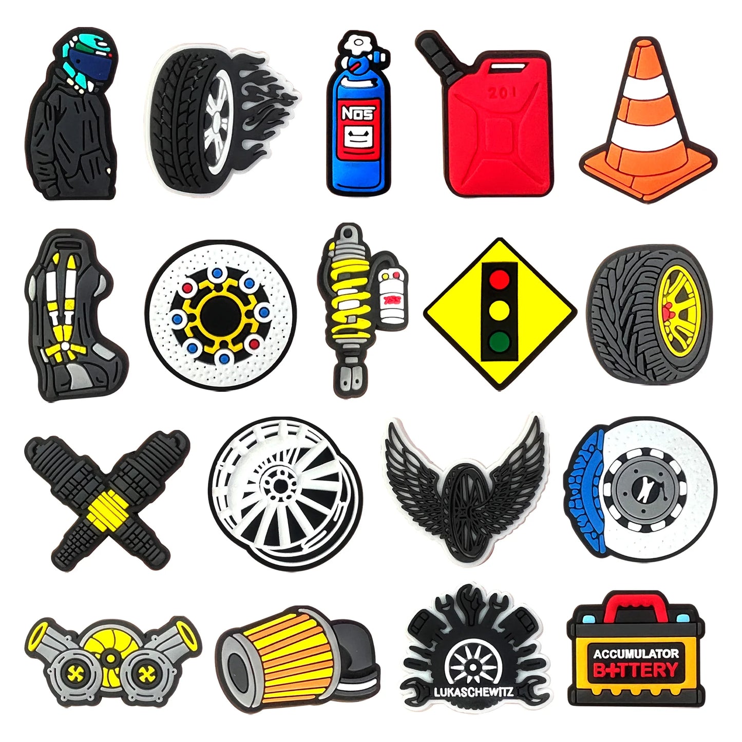 Car Tuning Shoe Charms Set (18pcs)